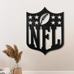 NFL Metal Logo Art, Iconic Football Shield Decor, Optional LED Game Room Sign, Ultimate Fan Gift