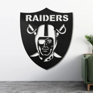 Oakland Raiders Metal Logo, Iconic Pirate Shield Art, LED Game Room Display, Dedicated Fan Gift