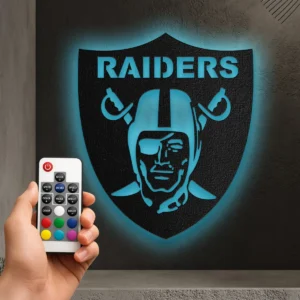 Oakland Raiders Metal Logo, Iconic Pirate Shield Art, LED Game Room Display, Dedicated Fan Gift