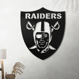 Oakland Raiders Metal Logo, Iconic Pirate Shield Art, LED Game Room Display, Dedicated Fan Gift