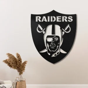 Oakland Raiders Metal Logo, Iconic Pirate Shield Art, LED Game Room Display, Dedicated Fan Gift