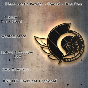 Ottawa Senators Metal Logo, Iconic NHL Wall Art, Optional LED Game Room Decor, Ultimate Fan Gift