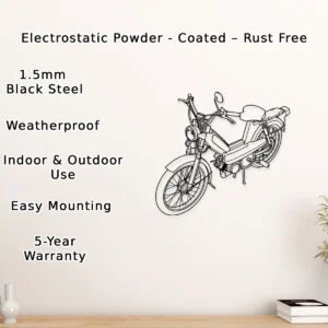 Peugeot 103 Metal Art, Vintage Moped Silhouette, Retro Garage Decor, Moped Rider Gift