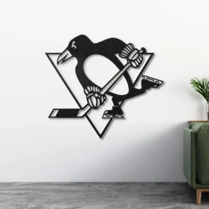 Pittsburgh Penguins Metal Art, Iconic NHL Logo Display, Optional LED Game Room Decor, Hockey Fan Gift