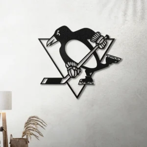 Pittsburgh Penguins Metal Art, Iconic NHL Logo Display, Optional LED Game Room Decor, Hockey Fan Gift