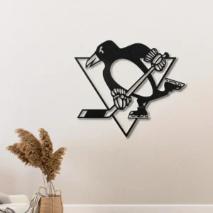 Pittsburgh Penguins Metal Art, Iconic NHL Logo Display, Optional LED Game Room Decor, Hockey Fan Gift