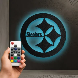 Pittsburgh Steelers Steelmark, NFL Team Wall Decor, Dynamic LED Game Room Art, Ultimate Fan Gift