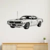 Black metal silhouette of a 1970 Plymouth Barracuda wall art for car enthusiasts.