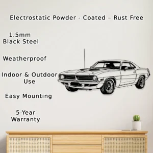 Plymouth Barracuda 1970 Metal Art, Legendary Mopar Muscle Decor, Retro Garage Sign, Classic Car Gift