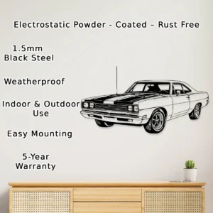 Plymouth Road Runner 1969 Metal Art, Legendary Muscle Car Silhouette, Vintage Garage Decor, Car Guy Gift