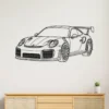Black metal Porsche 911 silhouette wall art for garage decor