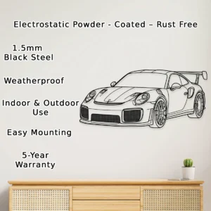 Porsche 911 Metal Wall Art, Iconic Sports Car Silhouette, Garage Decor Sign, Luxury Driver Gift