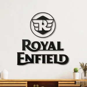 Royal Enfield Metal Logo, Classic Motorcycle Wall Art, Backlit LED Sign, Rider's Den Decor