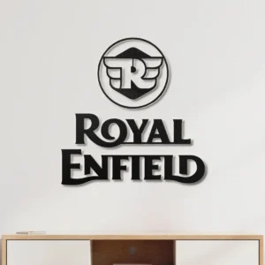 Royal Enfield Metal Logo, Classic Motorcycle Wall Art, Backlit LED Sign, Rider's Den Decor