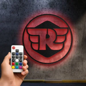 Royal Enfield Metal Logo, Vintage Motorcycle Wall Decor, Dynamic RGB LED Art, Rider's Gift