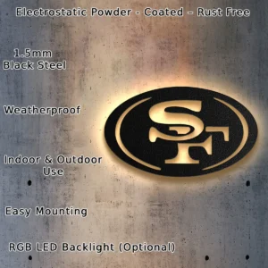 San Francisco 49ers Logo Sign, Elite NFL Team Art, LED Man Cave Decor, Football Enthusiast Gift