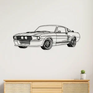 Black metal Shelby GT500CR silhouette wall art.