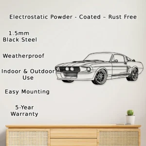 Shelby GT500CR Metal Art, Classic Muscle Car Silhouette, Garage Wall Decor, Car Lover Gift