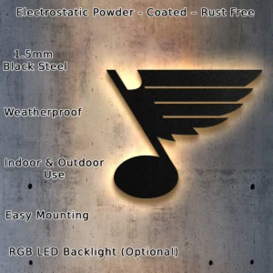 St. Louis Blues Metal Logo Sign, Dynamic NHL Decor, LED Game Room Art, True Hockey Fan Gift