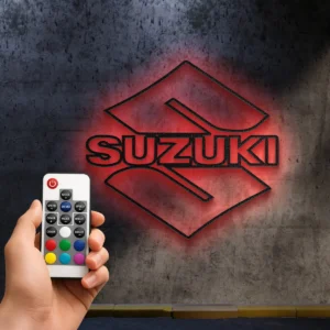 Suzuki Metal Logo Art, Dynamic Motorsport Decor, RGB LED Garage Sign, Rider Enthusiast Gift
