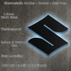 Suzuki Metal Logo, Iconic Motorcycle Art, Dynamic RGB LED Sign, Biker Enthusiast Gift