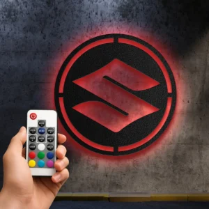 Suzuki Metal Logo, Iconic Motorcycle Art, RGB LED Wall Decor, Motorsport Fan Gift