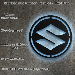 Suzuki Metal Logo, Iconic Motorcycle Art, RGB LED Wall Decor, Motorsport Fan Gift