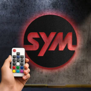 Sym Metal Wall Art, Sleek Scooter Design, RGB LED Backlight, Motorcycle Fan Gift