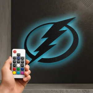 Tampa Bay Lightning Metal Wall Art, Iconic NHL Logo Decor, LED Game Room Sign, Hockey Fan Gift