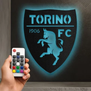 Torino FC Metal Logo Sign, Iconic Serie A Football Art, LED Game Room Decor, Dedicated Fan Gift