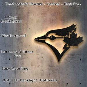 Toronto Blue Jays Metal Logo, Iconic MLB Wall Art, Optional LED Game Room Sign, Baseball Fan Gift