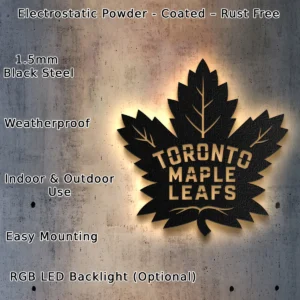 Toronto Maple Leafs Metal Logo, Iconic NHL Wall Art, Optional LED Game Room Sign, Hockey Fan Gift