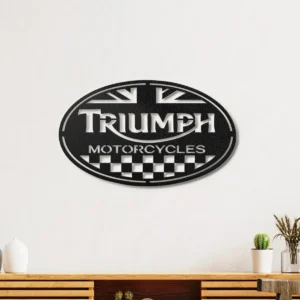 Triumph Metal Logo Art, British Motorcycle Decor, RGB LED Garage Sign, Rider Man Cave Gift