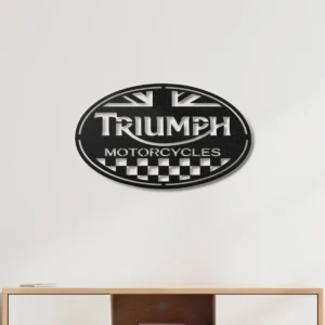 Triumph Metal Logo Art, British Motorcycle Decor, RGB LED Garage Sign, Rider Man Cave Gift