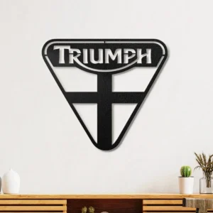 Triumph Metal Logo, Classic Motorcycle Wall Art, RGB LED Garage Sign, Biker Rider Gift