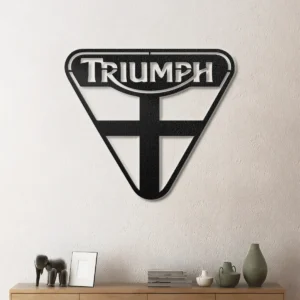 Triumph Metal Logo, Classic Motorcycle Wall Art, RGB LED Garage Sign, Biker Rider Gift