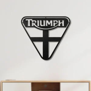 Triumph Metal Logo, Classic Motorcycle Wall Art, RGB LED Garage Sign, Biker Rider Gift
