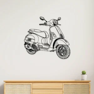Vespa Gts Super Metal Art, Modern Scooter Silhouette, Italian Garage Decor, Rider Enthusiast Gift
