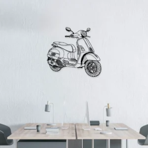 Vespa Gts Super Metal Art, Modern Scooter Silhouette, Italian Garage Decor, Rider Enthusiast Gift