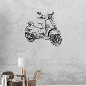 Vespa Gts Super Metal Art, Modern Scooter Silhouette, Italian Garage Decor, Rider Enthusiast Gift