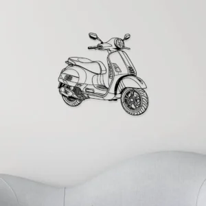 Vespa Gts Super Metal Art, Modern Scooter Silhouette, Italian Garage Decor, Rider Enthusiast Gift