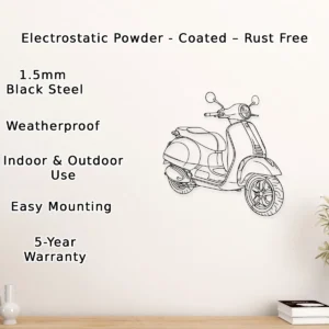 Vespa GTS Supertech Metal Wall Art, Modern Scooter Outline, Garage Office Decor, Rider Enthusiast Gift