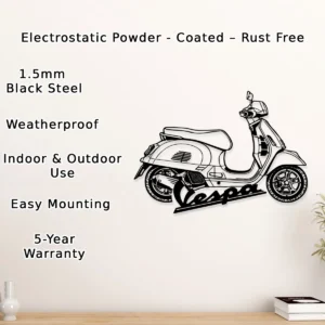 Vespa Metal Art Sign, Classic Italian Scooter, Man Cave Wall Decor, Rider Enthusiast Gift