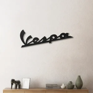 Vespa Metal Logo, Retro Scooter Wall Decor, Dynamic RGB LED Art, Enthusiast Gift