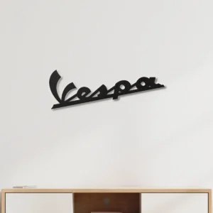 Vespa Metal Logo, Retro Scooter Wall Decor, Dynamic RGB LED Art, Enthusiast Gift