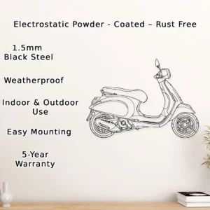 Vespa Primavera 50 Metal Art, Modern Scooter Silhouette, Garage Wall Decor, Italian Rider Gift