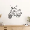 Black metal Vespa scooter wall art with clean lines.