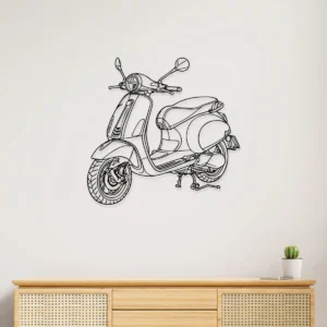 Vespa Scooter Metal Art, Modern Outline Decor, Italian Garage Sign, Rider Enthusiast Gift