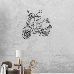 Vespa Scooter Metal Art, Modern Outline Decor, Italian Garage Sign, Rider Enthusiast Gift