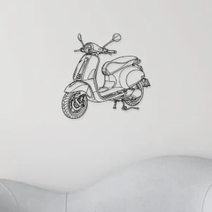 Vespa Scooter Metal Art, Modern Outline Decor, Italian Garage Sign, Rider Enthusiast Gift